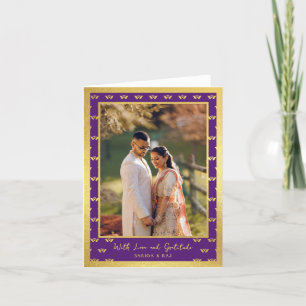 Carte De Remerciements Parties scintillant d'or Lotus Fleur Mariage photo