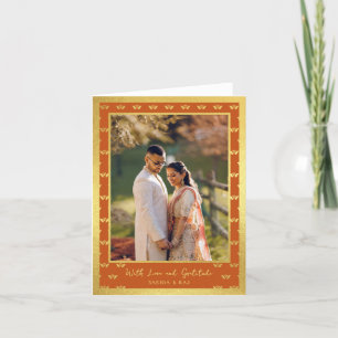 Carte De Remerciements Parties scintillant d'or Lotus Fleur Mariage photo