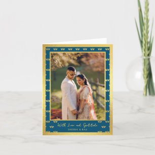 Carte De Remerciements Parties scintillant d'or Lotus Fleur Mariage photo