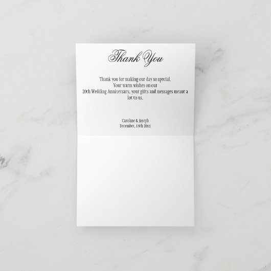 Carte De Remerciements Parties scintillant d'or Noël 20e anniversaire Mar (Intérieur)