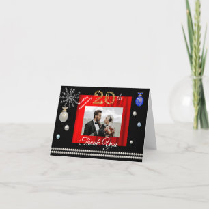 Carte De Remerciements Parties scintillant d'or Noël 20e anniversaire Mar