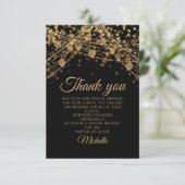 Carte De Remerciements Parties scintillant d'or noir Bokeh fête d'anniver (Debout devant)