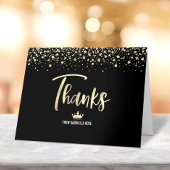 Carte De Remerciements Parties scintillant d'or noir Quinceañera Script é
