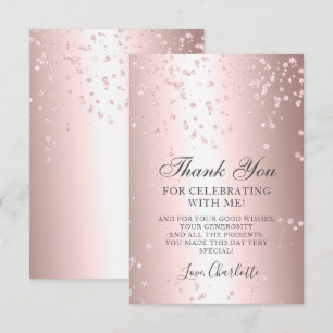 Carte De Remerciements Parties scintillant d'or rose fillette sweet sixte