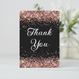 Carte De Remerciements Parties scintillant d'or rose Noir 40e anniversair