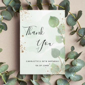 Carte De Remerciements Parties scintillant dorée à l'eucalyptus d'anniver