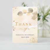 Carte De Remerciements Parties scintillant dorée d'or de l'eucalyptus à l (Debout devant)