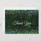 Carte De Remerciements Parties scintillant élégante en marbre vert (Devant)