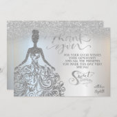 Carte De Remerciements Parties scintillant en argent Bokeh Ombre, robe Do (Devant / Derrière)