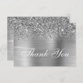 Carte De Remerciements Parties scintillant en argent et Ombre Foil (Devant / Derrière)