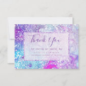 Carte De Remerciements Parties scintillant en marbre violet turquoise Lil (Devant)