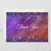 Carte De Remerciements Parties scintillant en métal brossé violet iridesc (Devant)