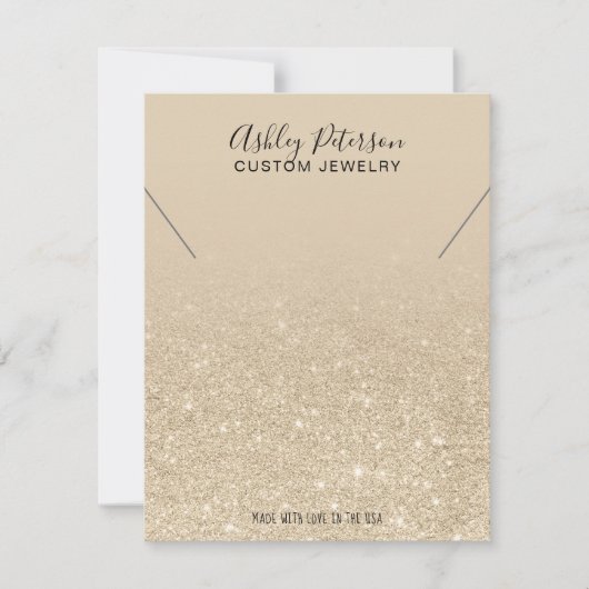 Carte De Remerciements Parties scintillant en or clair ivoire bijoux enco (Devant)