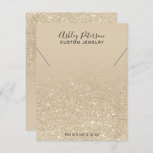 Carte De Remerciements Parties scintillant en or clair ivoire bijoux enco (Devant / Derrière)