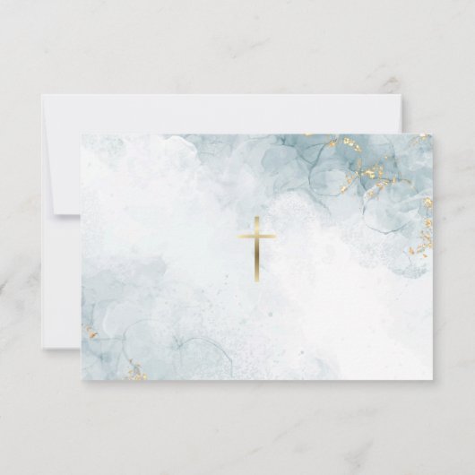Carte De Remerciements Parties scintillant en or marbre bleu clair Baptêm (Dos)