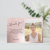Carte De Remerciements parties scintillant en or rose métallique ombre 3 (Debout devant)