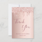Carte De Remerciements Parties scintillant en or rose Quinceanera goutte  (Devant)