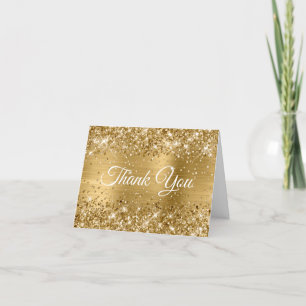 Carte De Remerciements Parties scintillant Gold Foil Quinceañera