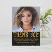 Carte De Remerciements Parties scintillant moderne Black Gold 2 Diplôme p (Debout devant)