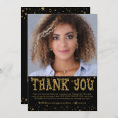 Carte De Remerciements Parties scintillant moderne Black Gold 2 Diplôme p (Devant / Derrière)