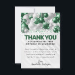 Carte De Remerciements Parties scintillant moderne en ballons d'argent ve<br><div class="desc">Glam moderne Emerald Green Silver Grey Balloon Parties scintillant étincelante N'importe quelle carte d'anniversaire Merci d'âge</div>