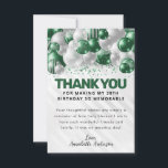 Carte De Remerciements Parties scintillant moderne en ballons d'argent ve<br><div class="desc">Glam moderne Emerald Green Silver Grey Balloon Parties scintillant étincelante N'importe quelle carte d'anniversaire Merci d'âge</div>