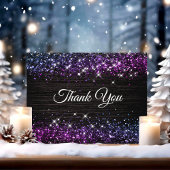 Carte De Remerciements Parties scintillant noire mignonne violet