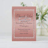 Carte De Remerciements Parties scintillant or rose et anneaux Mariage arg (Debout devant)