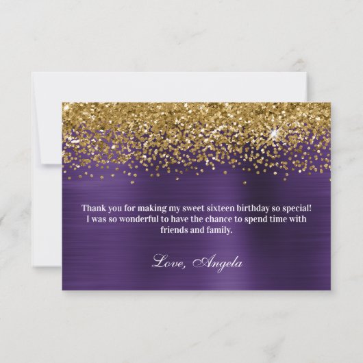 Carte De Remerciements Parties scintillant Or Violet foncé Violet Ombre F (Dos)