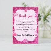 Carte De Remerciements Parties scintillant rose bébé douche (Debout devant)