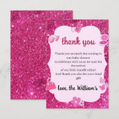 Carte De Remerciements Parties scintillant rose bébé douche (Devant / Derrière)