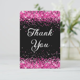 Carte De Remerciements Parties scintillant rose chaud Noir 40e anniversai