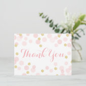 Carte De Remerciements Parties scintillant rose et or Confetti (Debout devant)