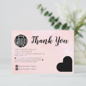 Carte De Remerciements Parties scintillant rose Geo Heart Logo Client Mer (Debout devant)