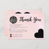Carte De Remerciements Parties scintillant rose Geo Heart Logo Client Mer (Devant / Derrière)