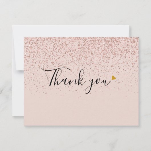 Carte De Remerciements Parties scintillant rose Gold (Devant)