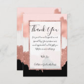 Carte De Remerciements Parties scintillant rose or Rose moderne fille bro (Devant / Derrière)