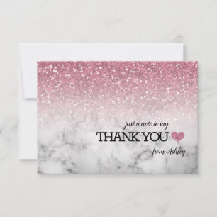 Carte De Remerciements Parties scintillant rose pâle/marbre doux 16