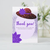 Carte De Remerciements Parties scintillant rouge casquette lavande violet (Debout devant)