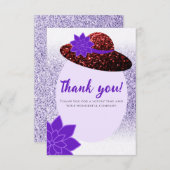 Carte De Remerciements Parties scintillant rouge casquette lavande violet (Devant / Derrière)
