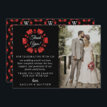 Carte De Remerciements Parties scintillant rouge Monogram Poker Chip Casi<br><div class="desc">Dites merci dans le style avec ces cartes de remerciement mariage moderne et très tendance. Le texte et la photo modèles sont faciles à personnaliser et votre famille et vos amis seront ravis de recevoir ces fabuleux remerciements.</div>