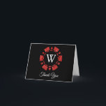 Carte De Remerciements Parties scintillant rouge Monogram Poker Chip Casi<br><div class="desc">Dites merci en style avec ces cartes de remerciement de mariage de casino tendance. La photo et le libellé modèle est facile à personnaliser et votre famille et vos amis seront ravis de recevoir ces fabuleux remerciements.</div>