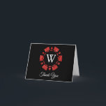 Carte De Remerciements Parties scintillant rouge Monogram Poker Chip Casi<br><div class="desc">Dites merci en style avec ces cartes de remerciement de mariage de casino tendance. La photo et le libellé modèle est facile à personnaliser et votre famille et vos amis seront ravis de recevoir ces fabuleux remerciements.</div>