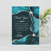 Carte De Remerciements Parties scintillant turquoise et argent Agate Anni (Debout devant)