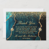 Carte De Remerciements Parties scintillant turquoise et or Agate Mariage  (Devant)