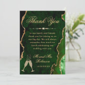 Carte De Remerciements Parties scintillant verte et or Agate et Mariage e (Debout devant)