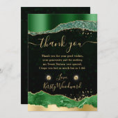 Carte De Remerciements Parties scintillant verte et or Larmes glamées dou (Devant / Derrière)