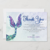 Carte De Remerciements Parties scintillant violet Baby shower de la queue (Devant)