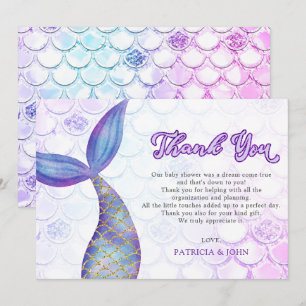 Carte De Remerciements Parties scintillant violet Baby shower de la queue