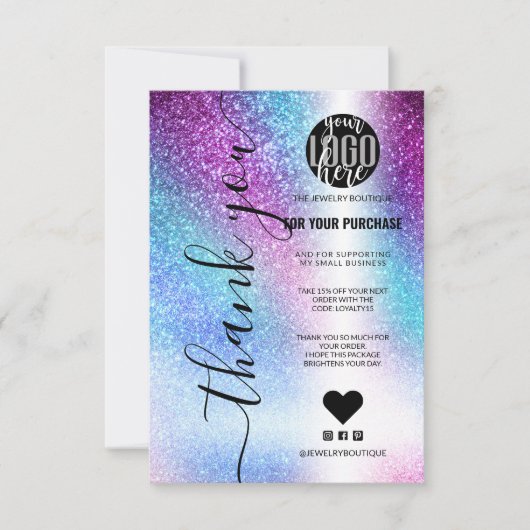 Carte De Remerciements Parties scintillant violet bleu Nebula Galaxy Merc (Devant)